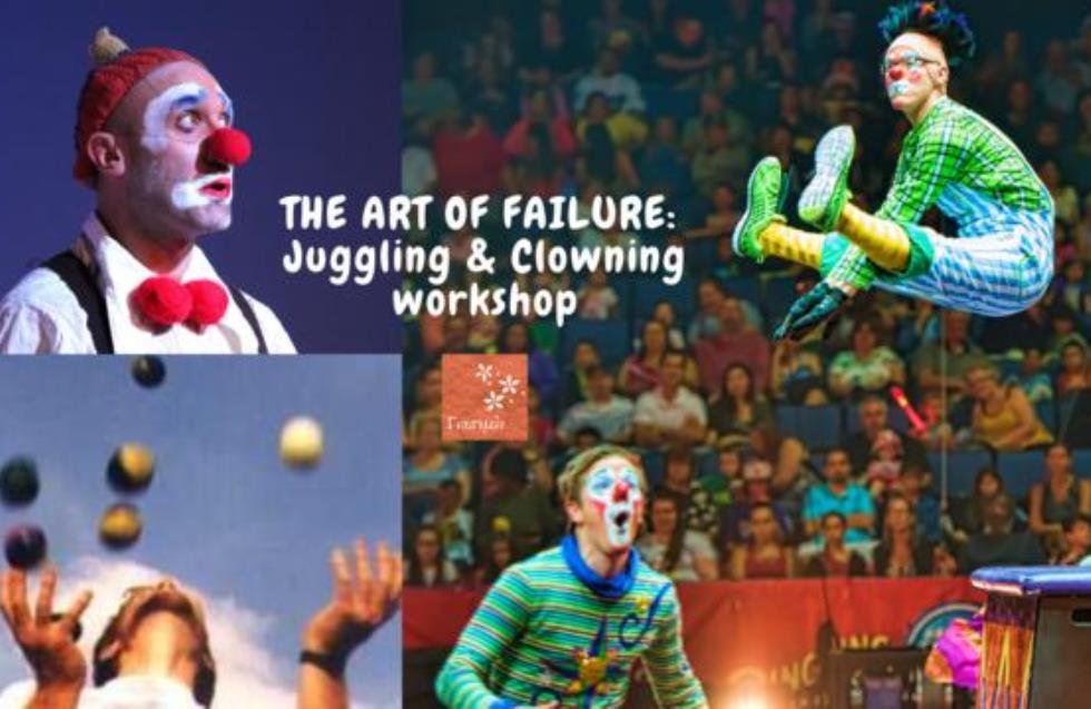 The Art of Failure Juggling and Clowning workshop final poster