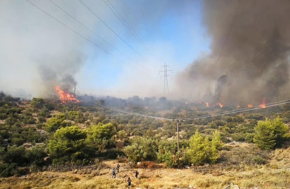 Μεγάλη πυρκαγιά στην Μάνδρα Αττικής - Μήνυμα για προληπτική εκκένωση οικισμών