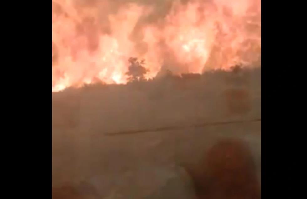 Συγκλονιστικά βίντεο: Φλόγες περικύκλωσαν τρένο στην Ισπανία – Τρομοκρατημένοι οι επιβάτες