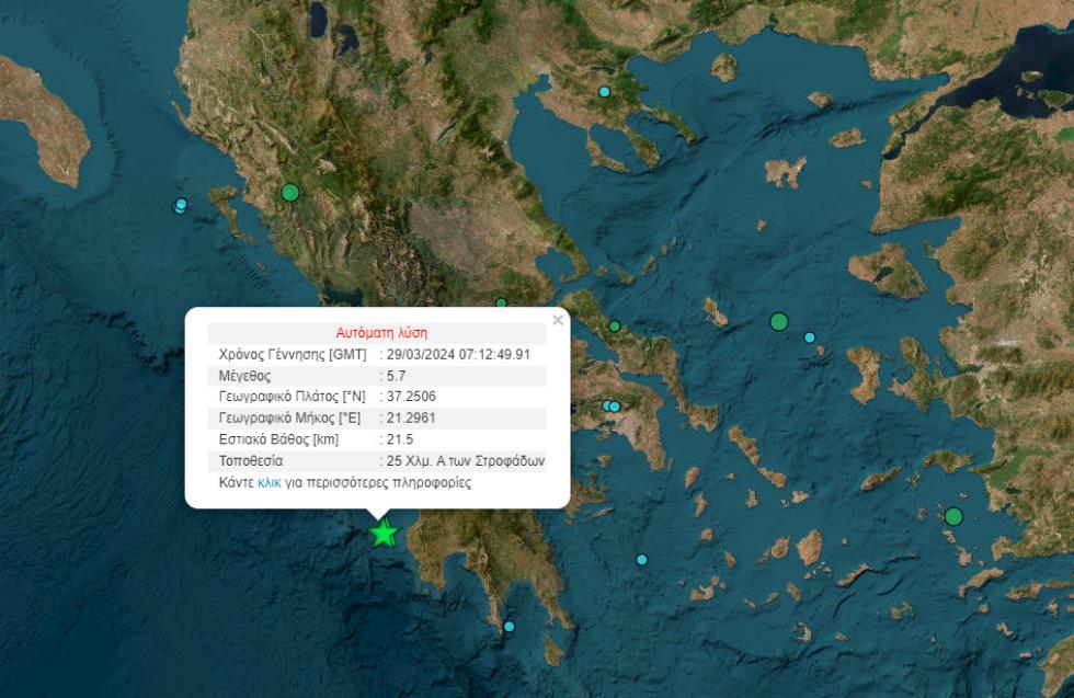 Δύο σεισμοί 5,6 και 5,7 Ρίχτερ ανοιχτά της Ηλείας – Αισθητοί και στην Αττική