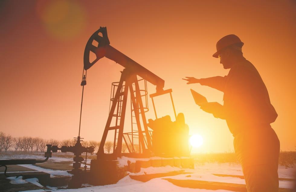 Oil,Drill,,Field,Pump,Jack,Silhouette,With,Setting,Sun,And